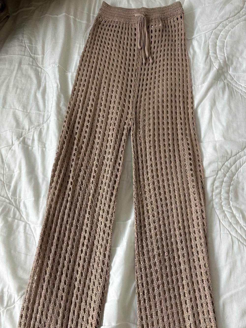 25' Inseam XS Beach Coverup Drawstring Tan Pants
